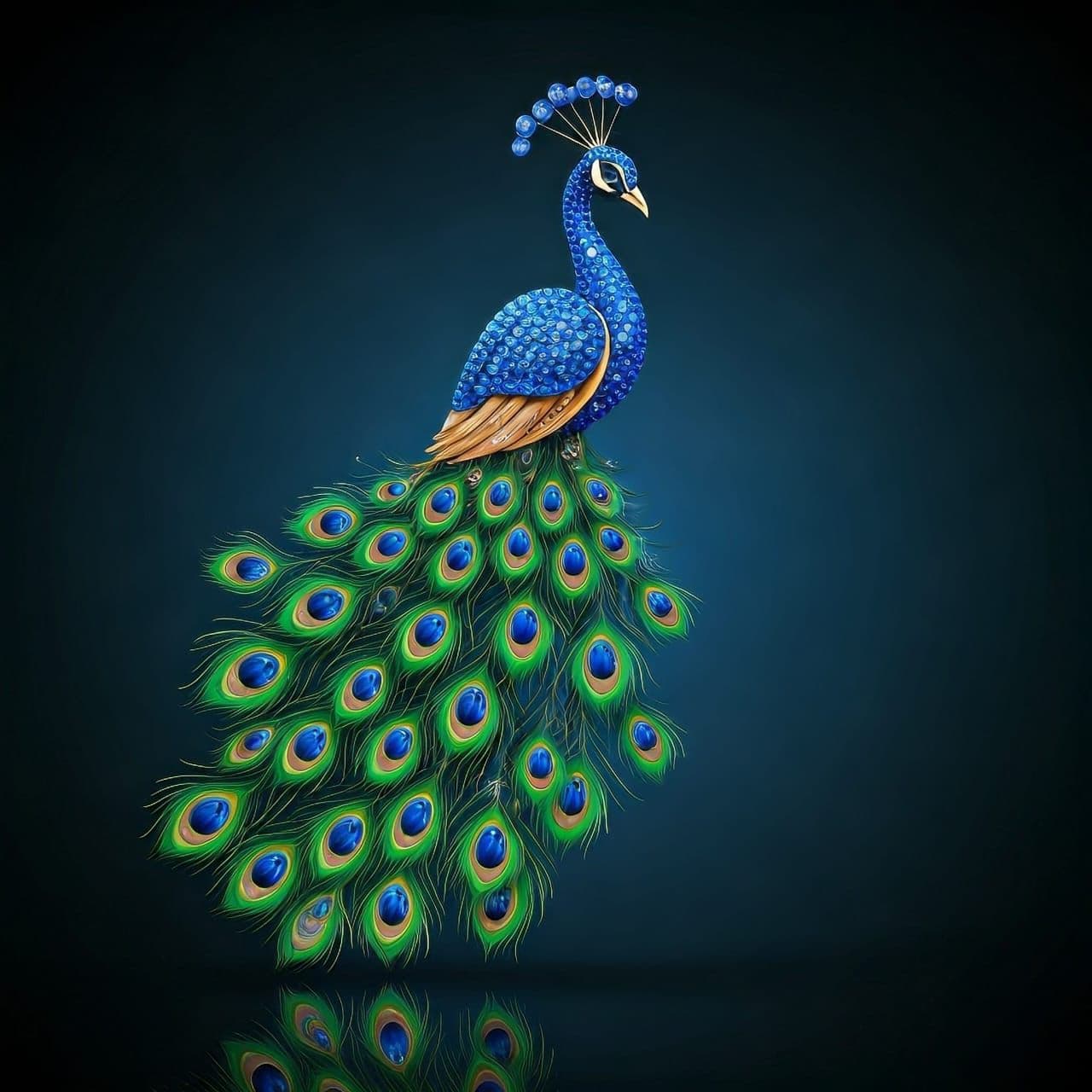Peacock gemstone artwork